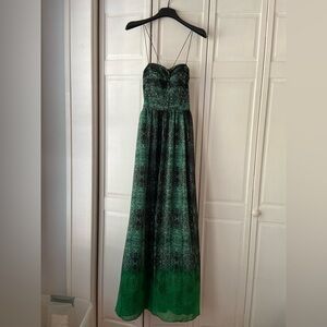 Anthropologie Moulinette Soeurs Green Snakeskin Ombre Maxi Dress size 2